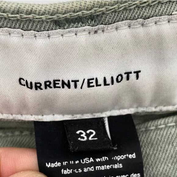 Current Elliot High Waist Stiletto Jeans Skinny Raw Cut Hem Sage Green Womens 32 - Picture 7 of 8